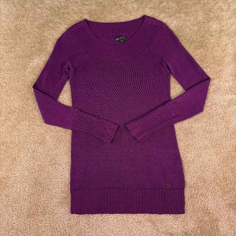 AX Armani Exchange Sweater Womens XS Purple Italian Yarn Knit Pullover F230